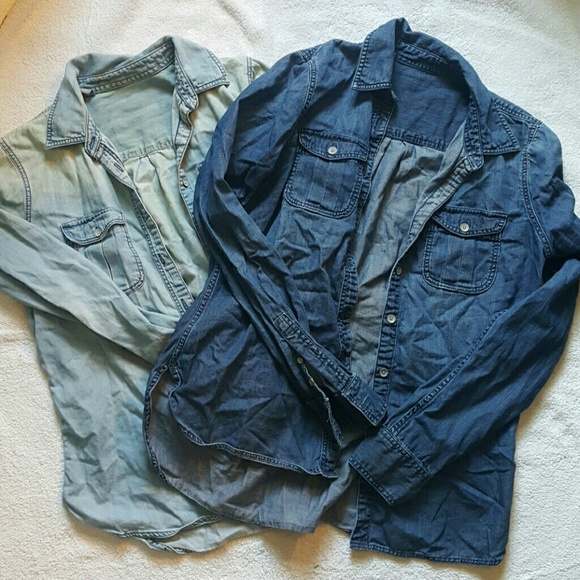 Light and Medium Wash Denim Button-ups