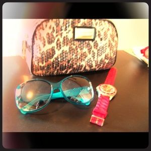 Blue and black sunglasses