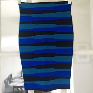 BCBG STRIPPED BANDAGE SKIRT