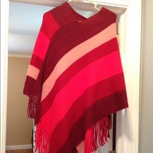 Variations of Red Poncho with Fringe