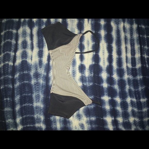 Cute black bathing with white stripes