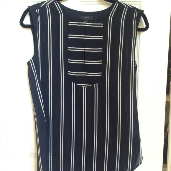 J CREW DRAPEY KEYHOLE STRIPE TOP