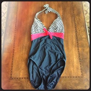 Black and red one piece swimsuit