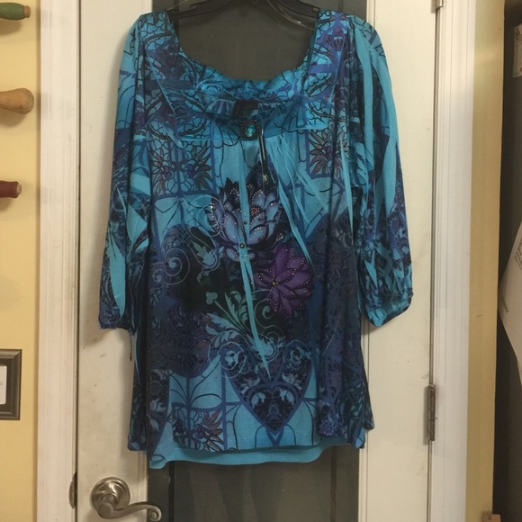 New Directions Floral Long Sleeve Blouse