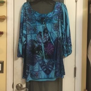 New Directions Floral Long Sleeve Blouse