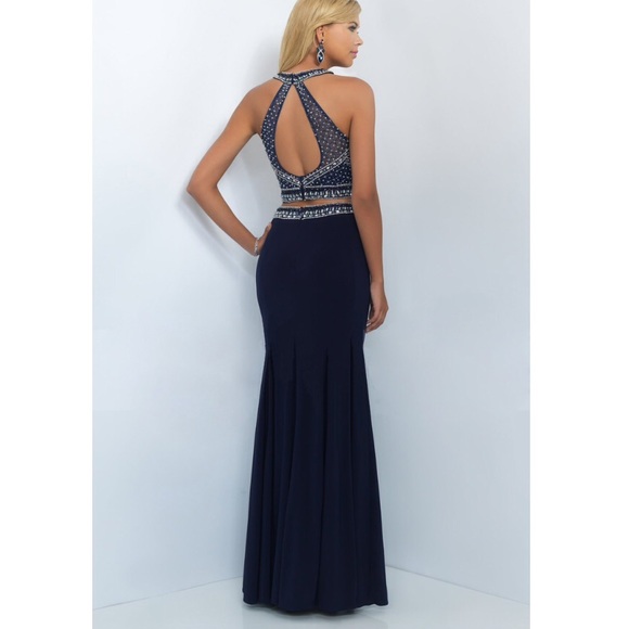Navy blue two piece prom dress - Picture 2 of 4