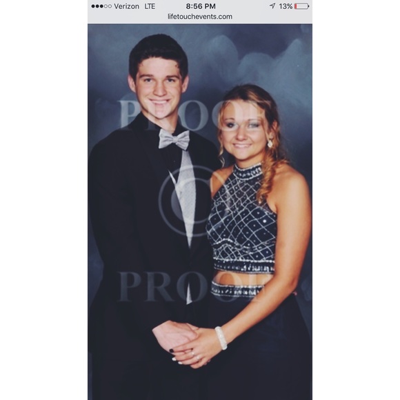 Navy blue two piece prom dress - Picture 3 of 4