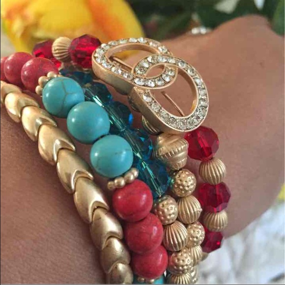 BOHO Style MultiStones Bangle, NEW
