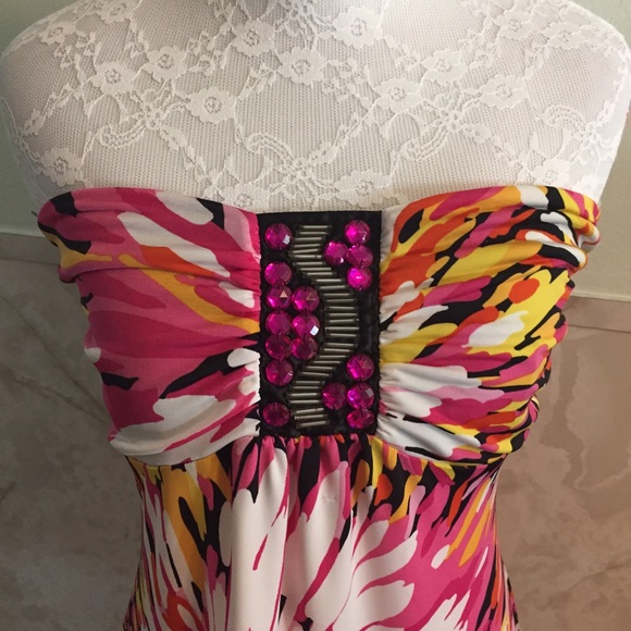 Colorful Gem Embellished Tube Top Large - Picture 2 of 4