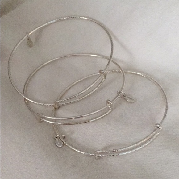 Alex and Ani Set of 3 Shiny Silver Bangles