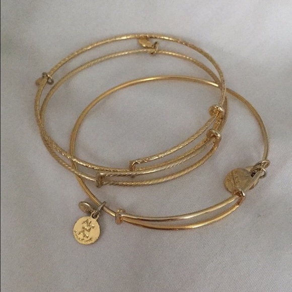 Alex and Ani Set of 3 Shiny Gold Bangles