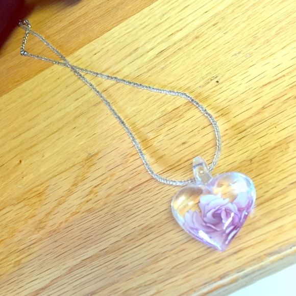 Heart shaped necklace glass