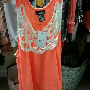 Rue 21 neon orange tank top