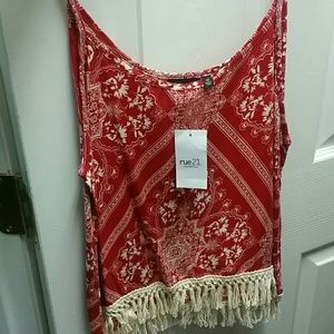 Spaghetti strap red crop top