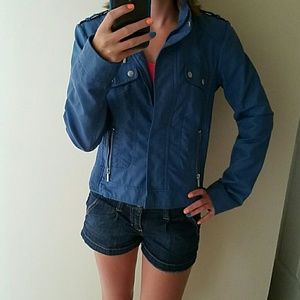 Blue leather jacket