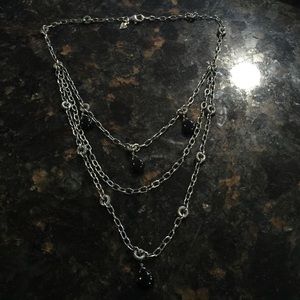 Oxidized sterling silver & black chalcedony accent