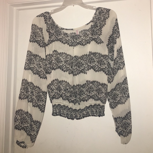 Sheer Black and White Blouse