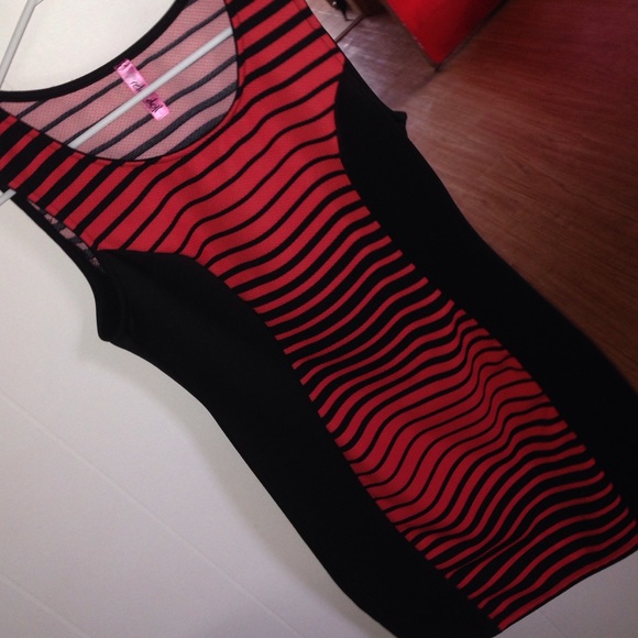 Red and black striped dress