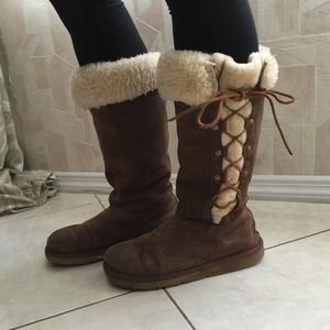 Brown lace up Uggs