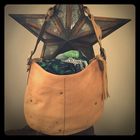 Coach Hobo leather rhinestone shoulder bag