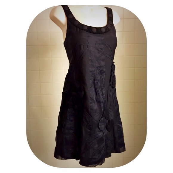 Yoana Baraschi Navy & Black Sheer Overlay Dress - Picture 5 of 8