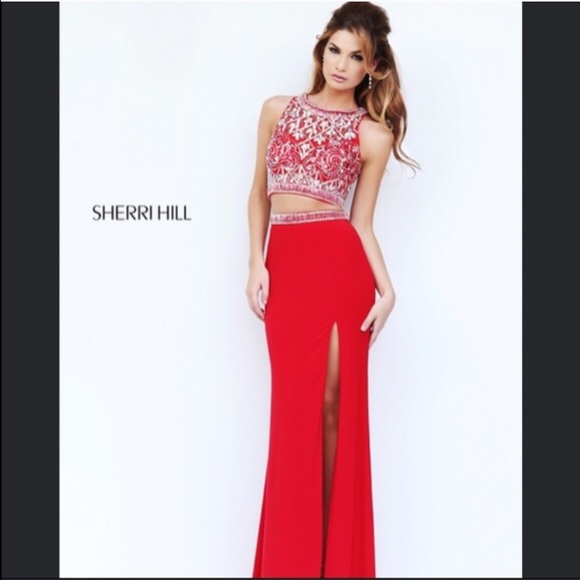 Red two piece Sherri Hill Prom dress
