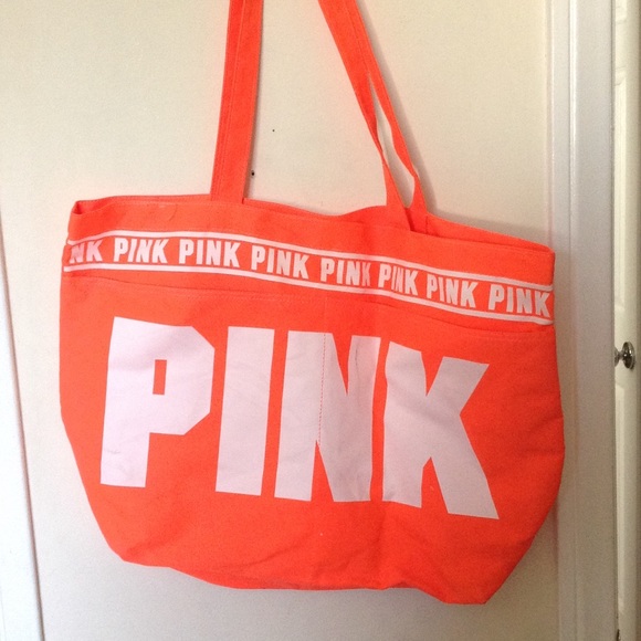 Orange Victorias secret PINK beach bag