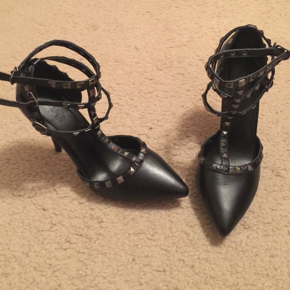 Charlotte Russe Shoes - Black strap up rock stud heels size 7