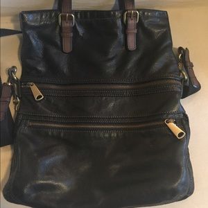 Fossil explorer tote hobo purse in black leather