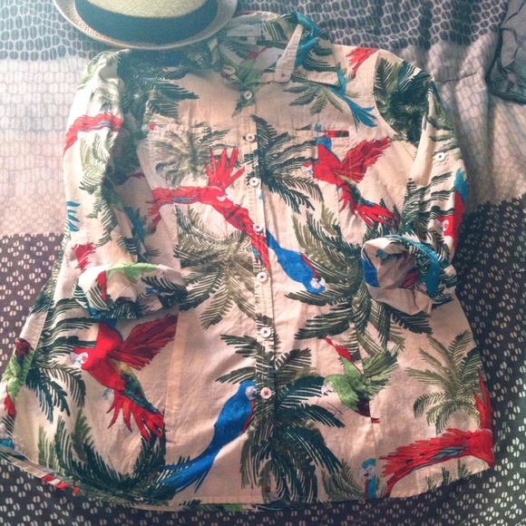 Birds of paradise vintage button up - Picture 2 of 3