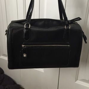 Black leather medium Coach bag