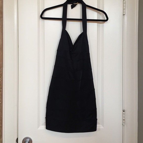 Black Bebe halter cocktail dress