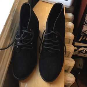 black wedge ankle boots