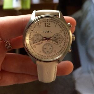Fossil White Leather Watch