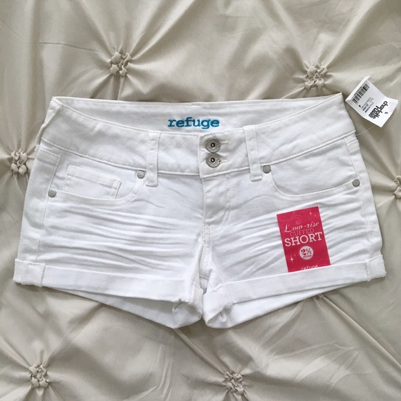 Refuge White Jean Cuffed Shorts