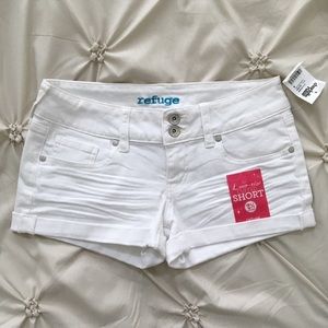 Refuge White Jean Cuffed Shorts