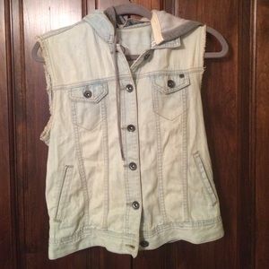 Light wash jean jacket vest