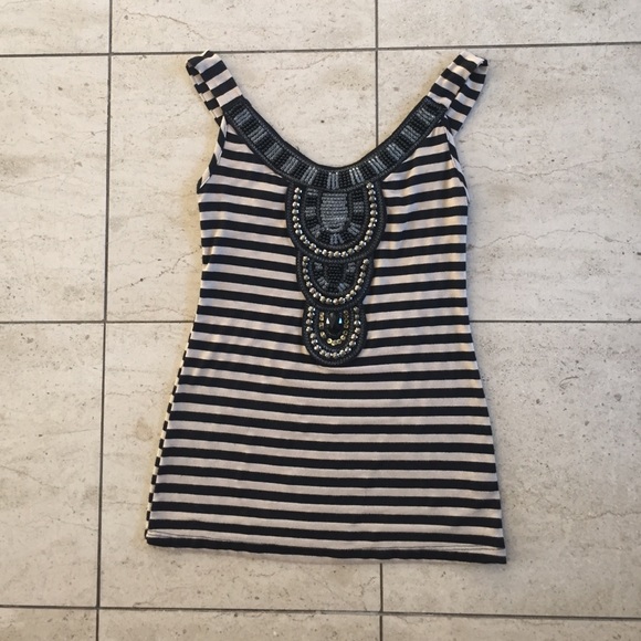 Moa Moa striped and beaded tank