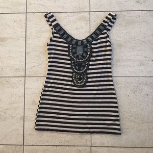 Moa Moa striped and beaded tank