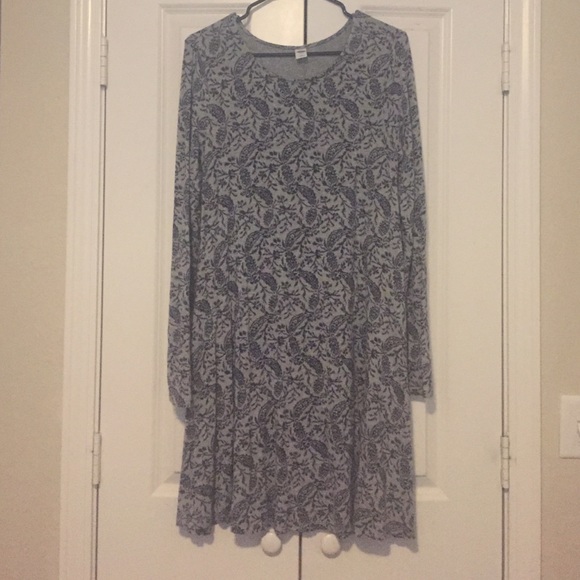 Blue & Grey Long Sleeve Dress
