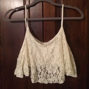 White crop lace tank top
