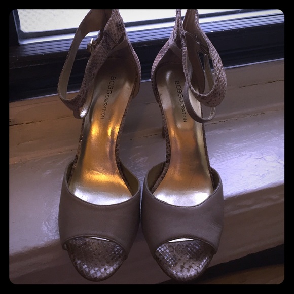 beige snakeskin heels
