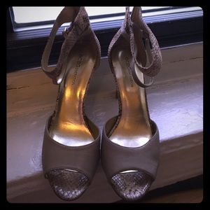 beige snakeskin heels