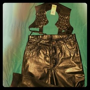 Genuine Lamb Leather shoulder short cropped vest