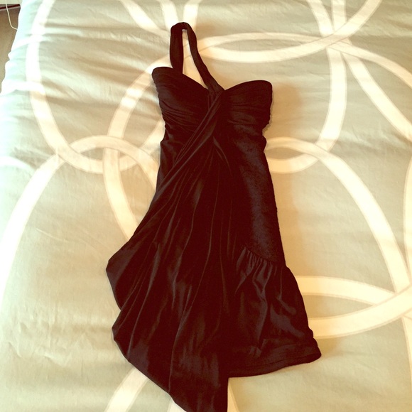 Black single strap cocktail dress