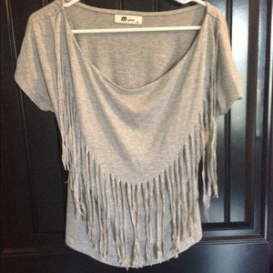 Gray fringe top