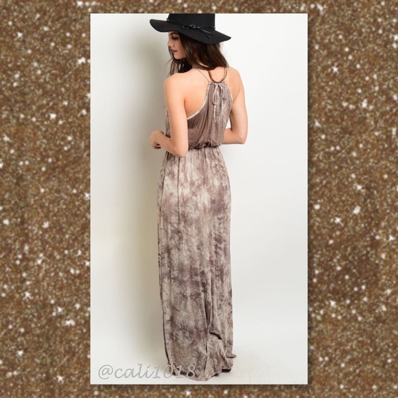 5⭐RATED 1 LEFT🆕Brown Tye Dye Blouson Maxi Dress - Picture 3 of 4
