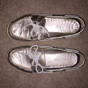 Gold Metallic Sperry 2 eyed boat shoes