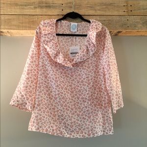 Leaped Print Ruffle Top