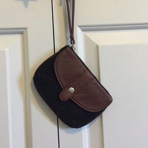 NWOT black and brown lace wristlet